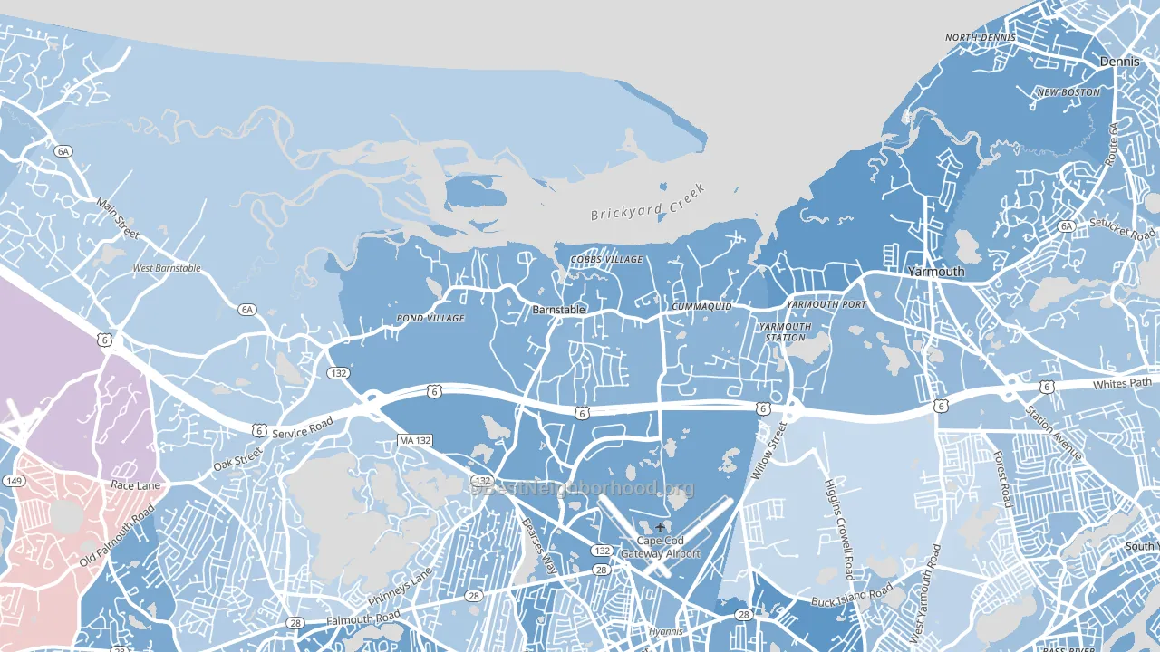 Barnstable, MA block-group political-lean map