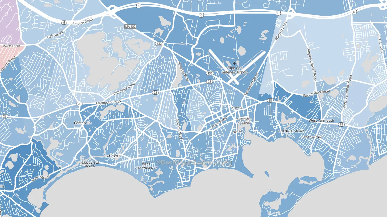 Barnstable Town, MA block-group political-lean map