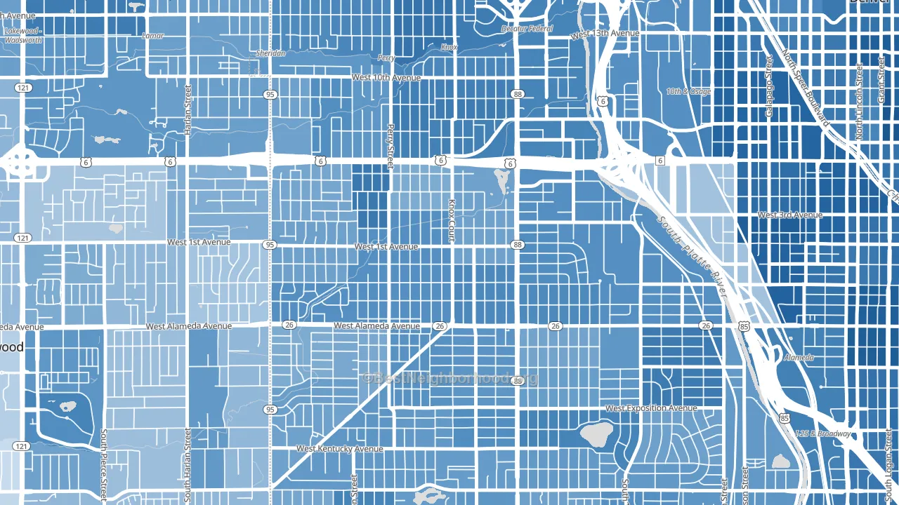 Barnum, Denver, CO block-group political-lean map