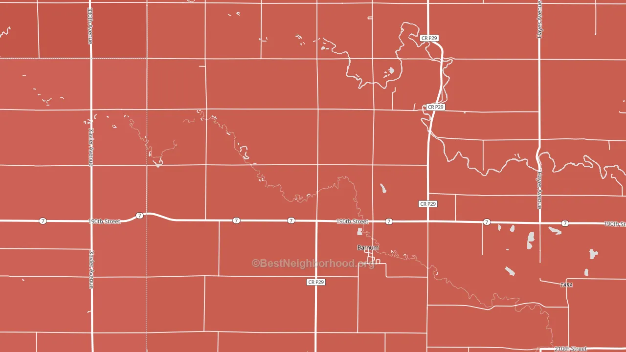 Barnum, IA block-group political-lean map