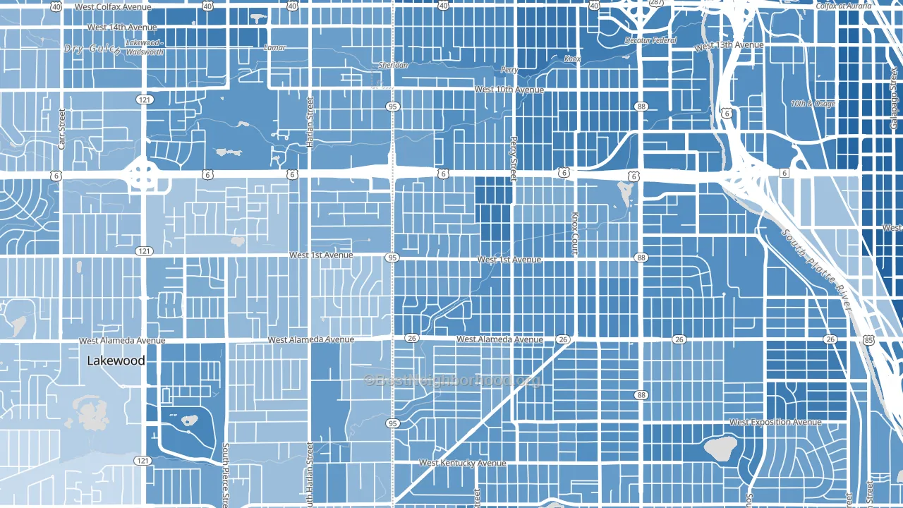 Barnum West, Denver, CO block-group political-lean map
