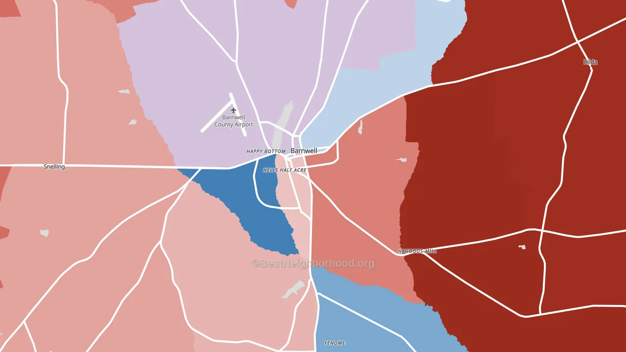 Barnwell, SC block-group political-lean map