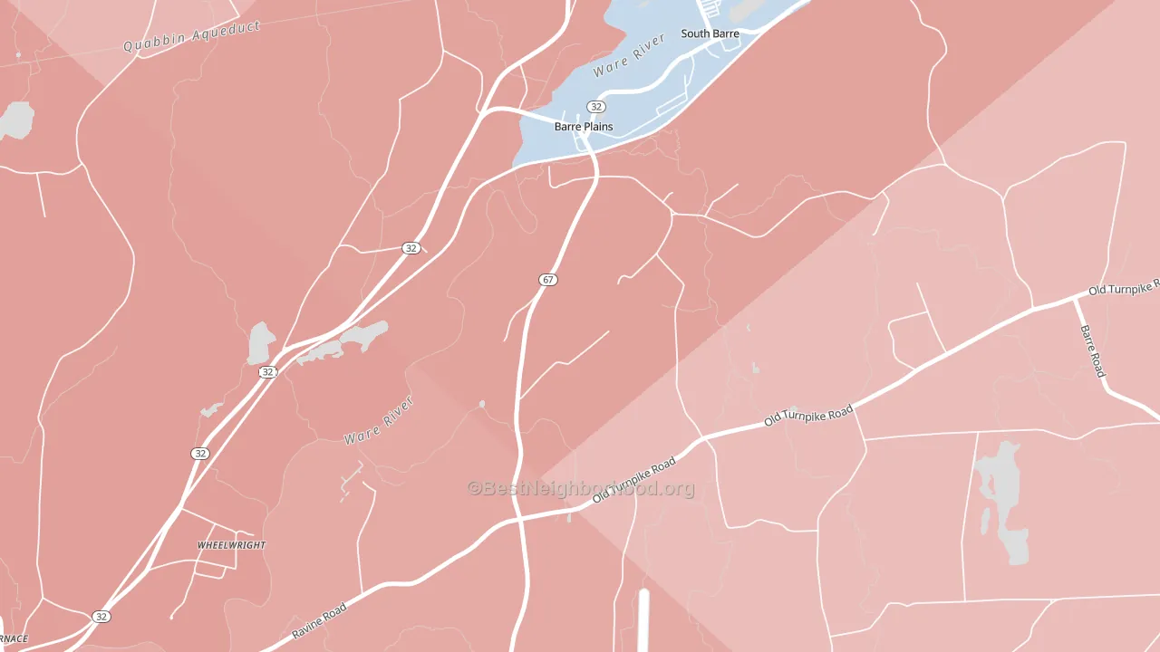 Barre Plains, MA block-group political-lean map