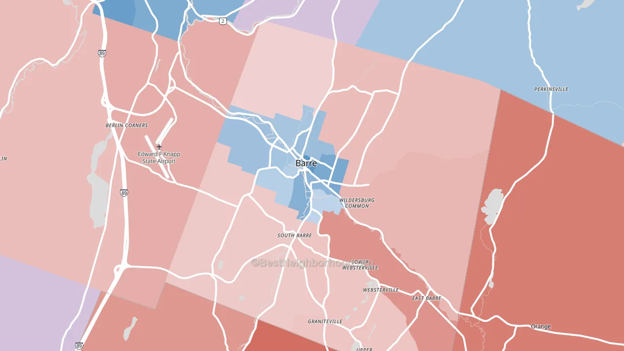 Barre, VT block-group political-lean map