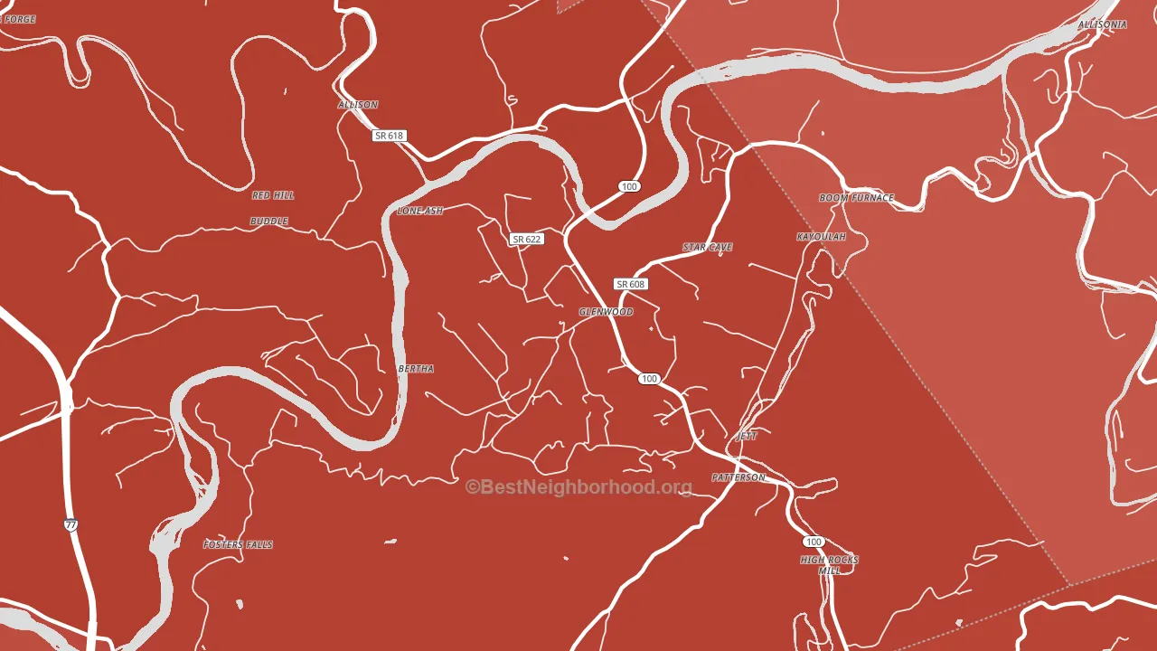 Barren Springs, VA block-group political-lean map