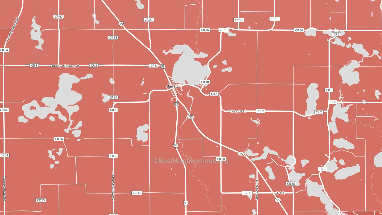 Barrett, MN block-group political-lean map