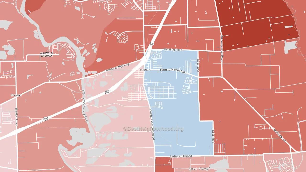 Barrett, TX block-group political-lean map