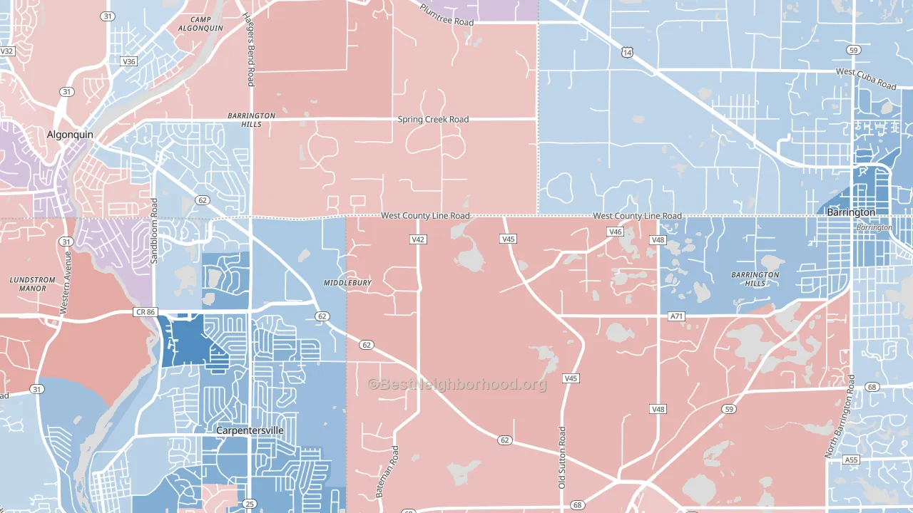 Barrington Hills, IL block-group political-lean map