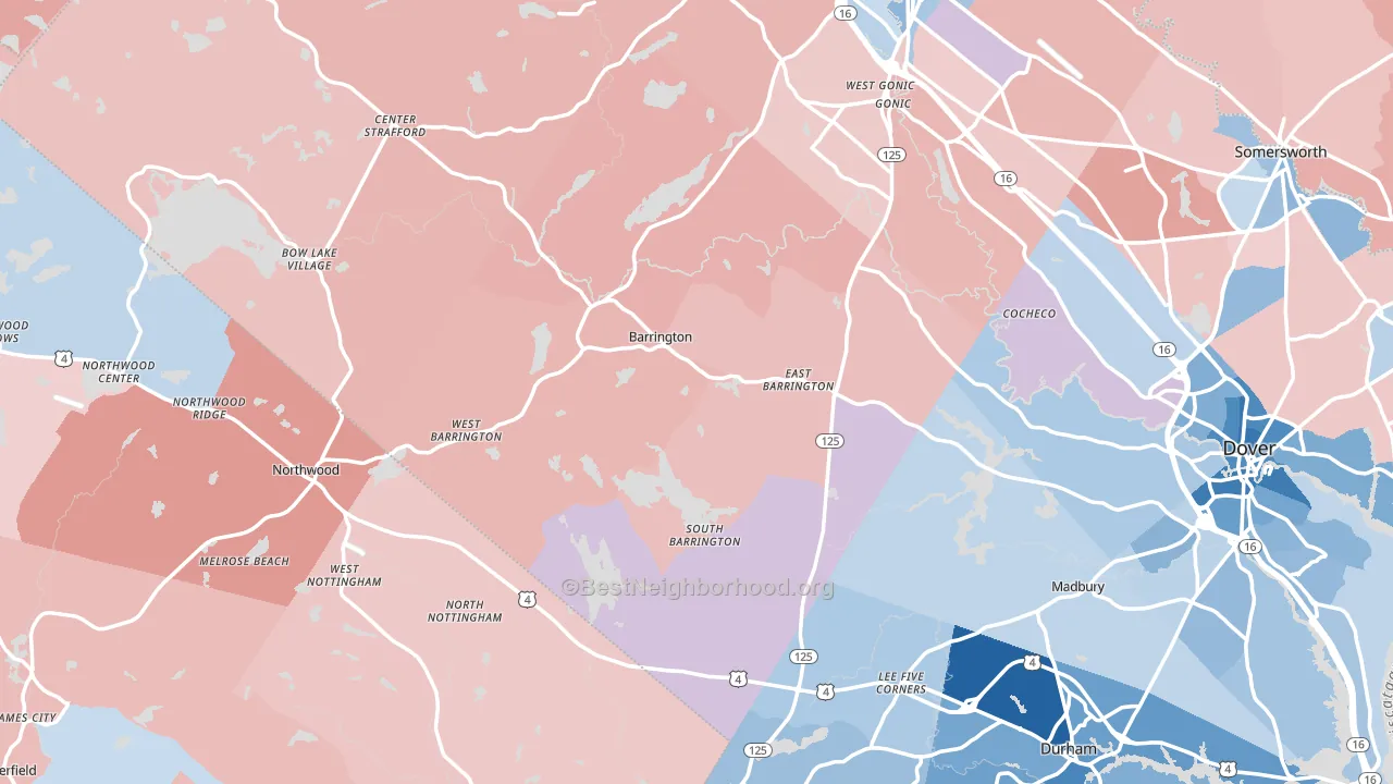 Barrington, NH block-group political-lean map