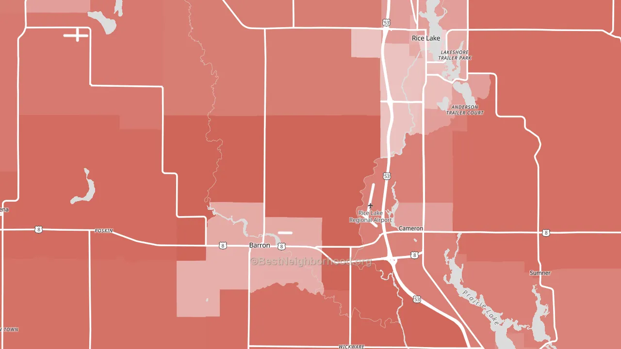 Barron County, WI block-group political-lean map