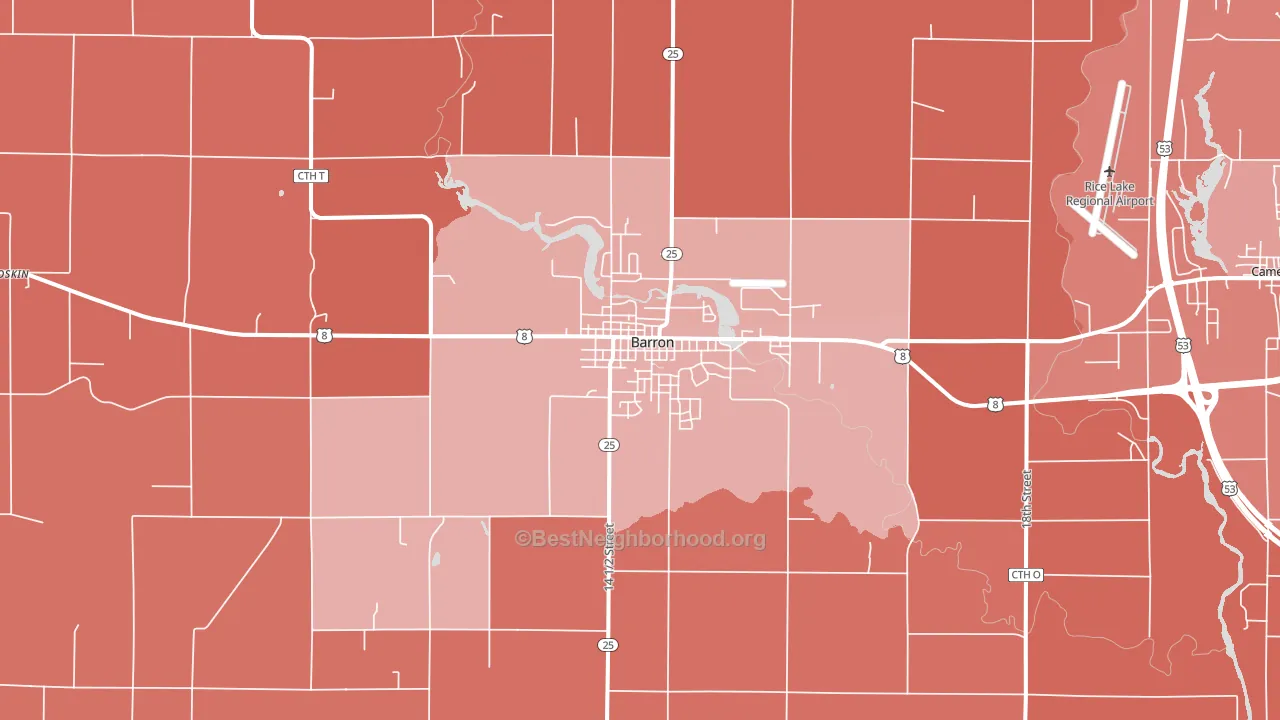 Barron, WI block-group political-lean map
