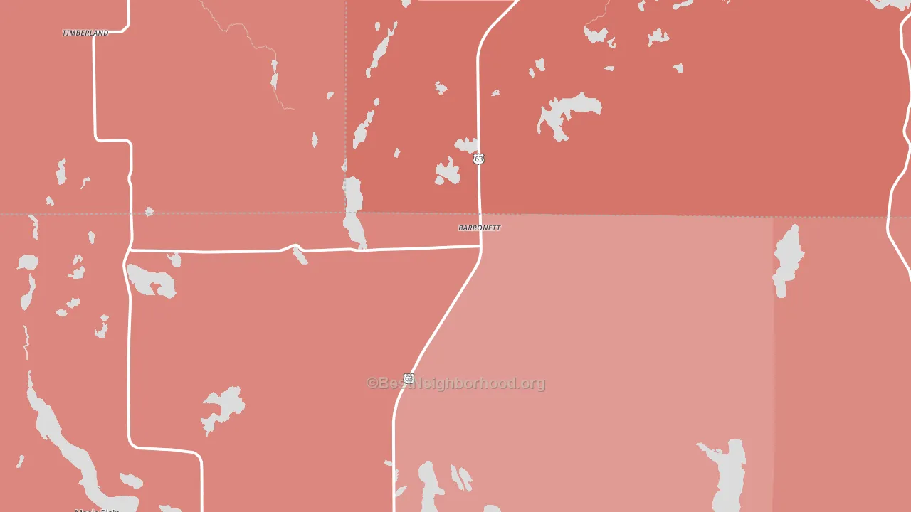 Barronett, WI block-group political-lean map