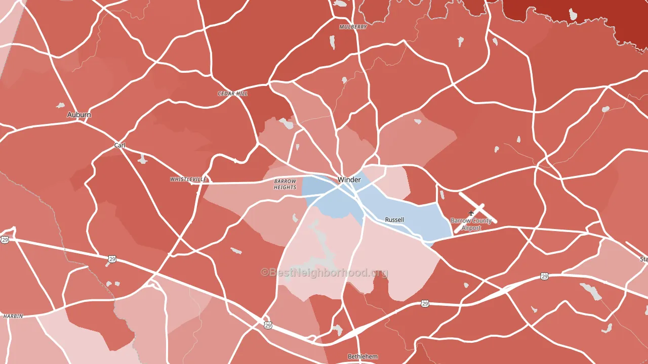Barrow County, GA block-group political-lean map