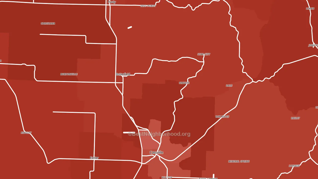 Barry County, MO block-group political-lean map