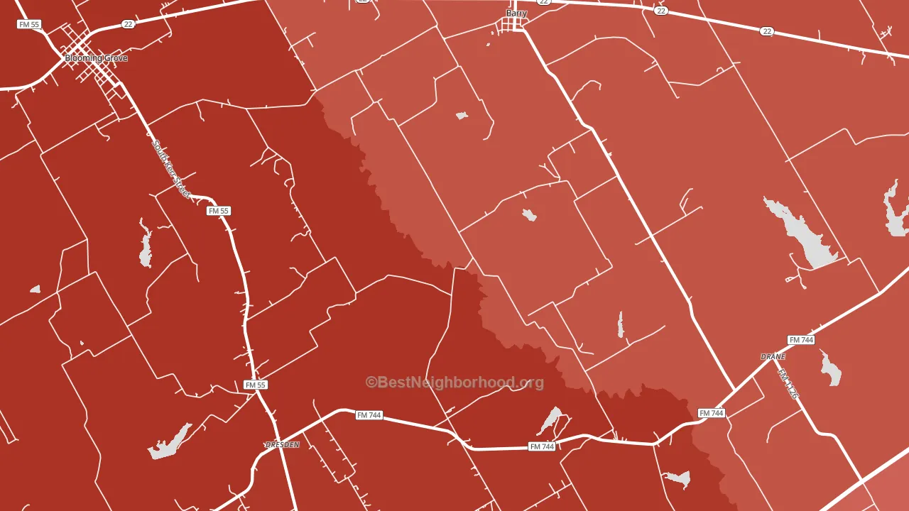 Barry, TX block-group political-lean map