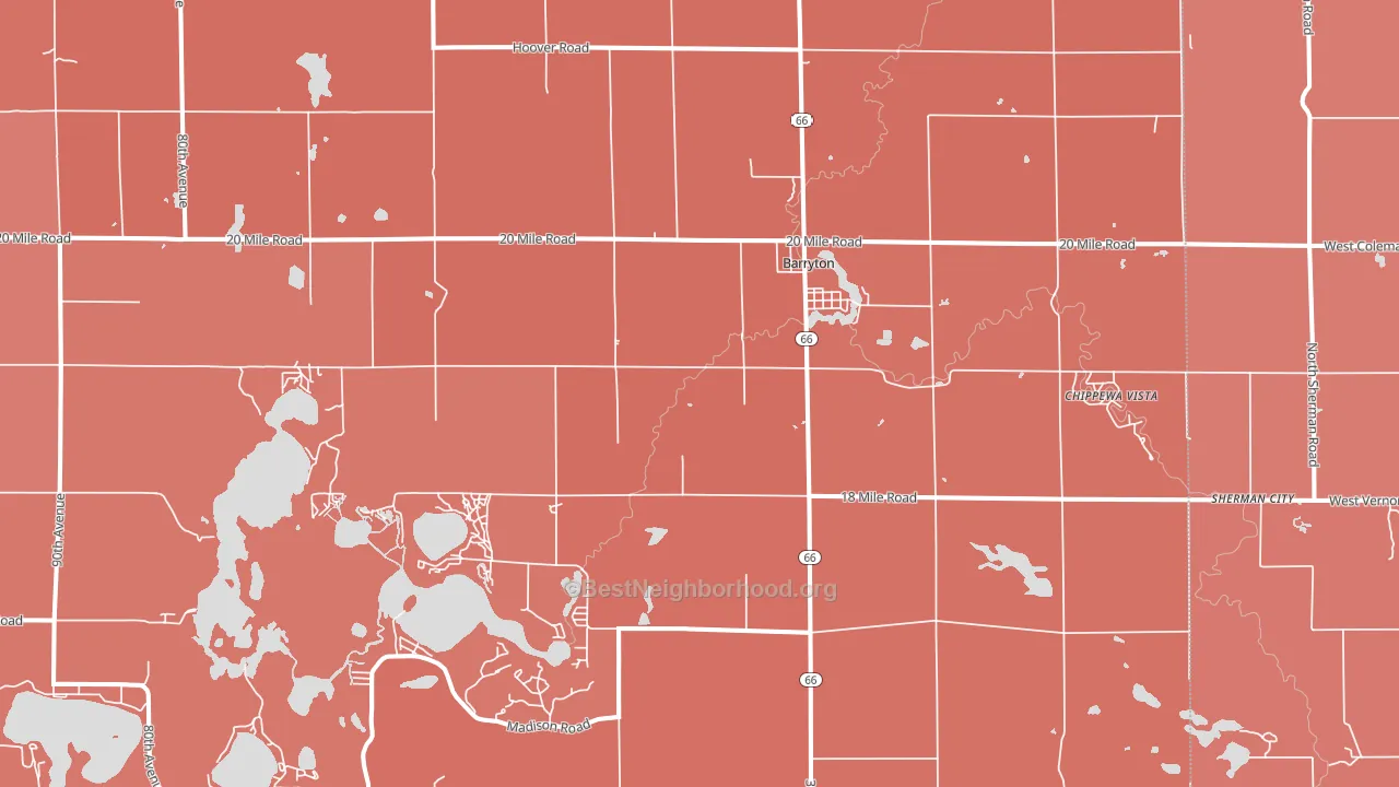 Barryton, MI block-group political-lean map
