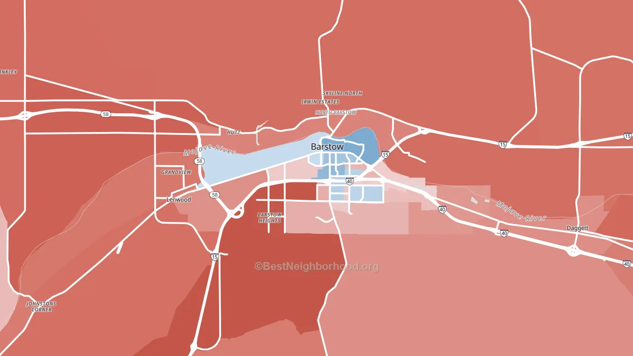 Barstow, CA block-group political-lean map