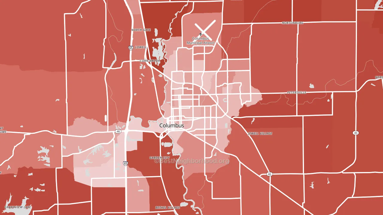 Bartholomew County, IN block-group political-lean map