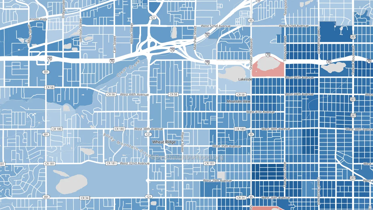 Barths, Wheat Ridge, CO block-group political-lean map