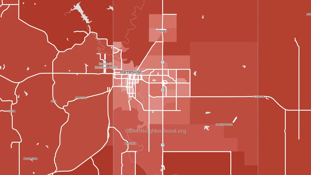 Bartlesville, OK block-group political-lean map