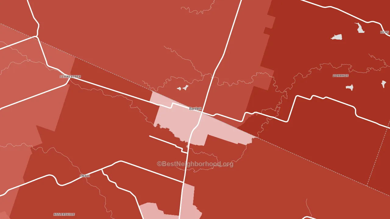 Bartlett, TX block-group political-lean map