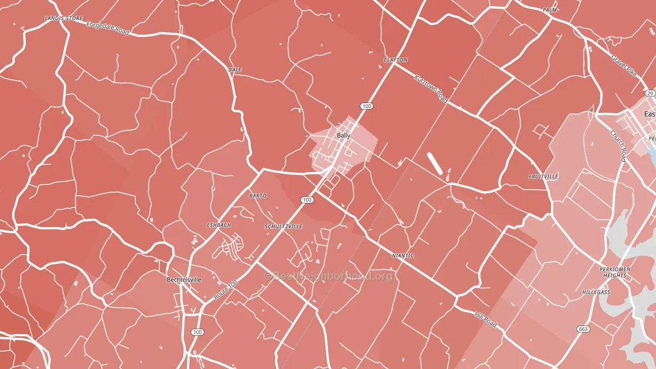 Barto, PA block-group political-lean map
