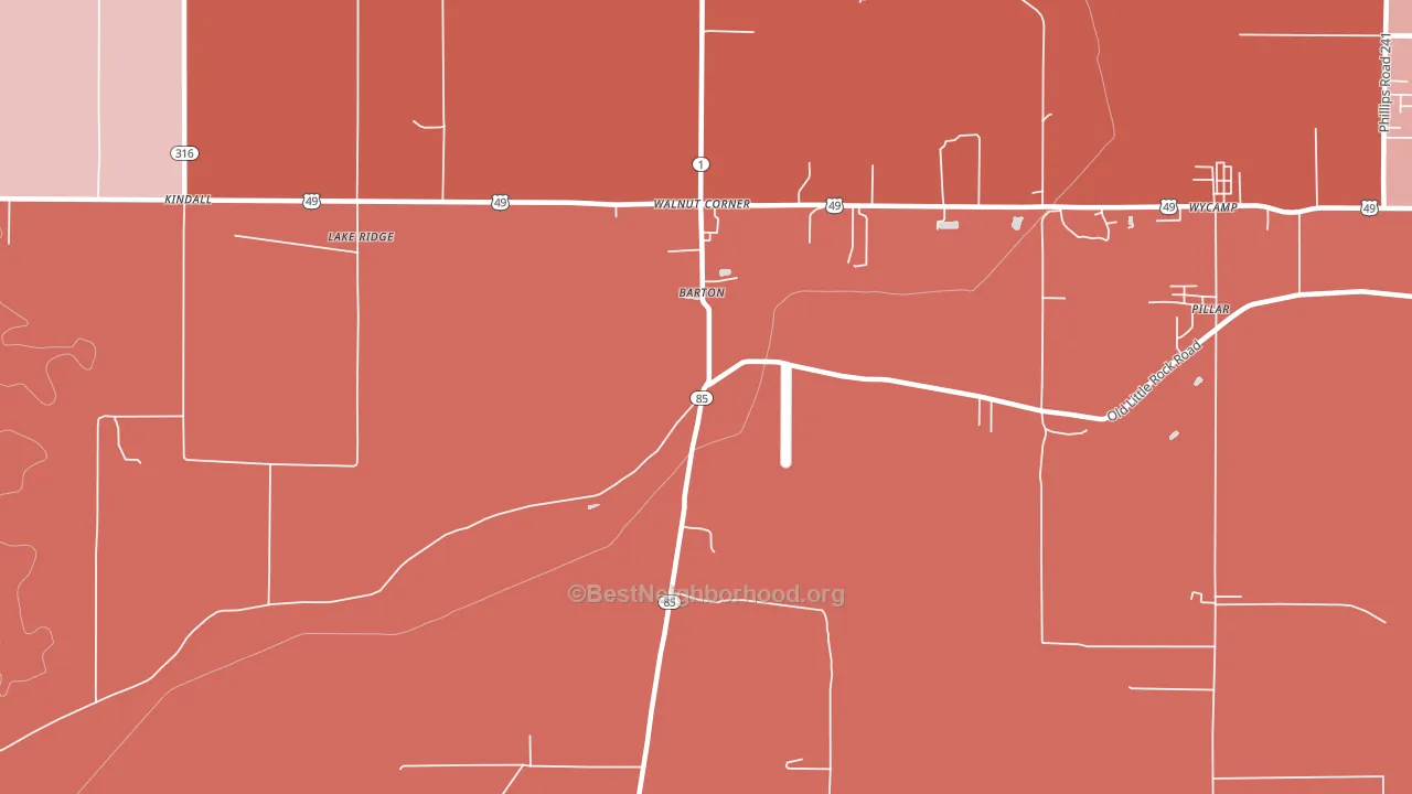 Barton, AR block-group political-lean map