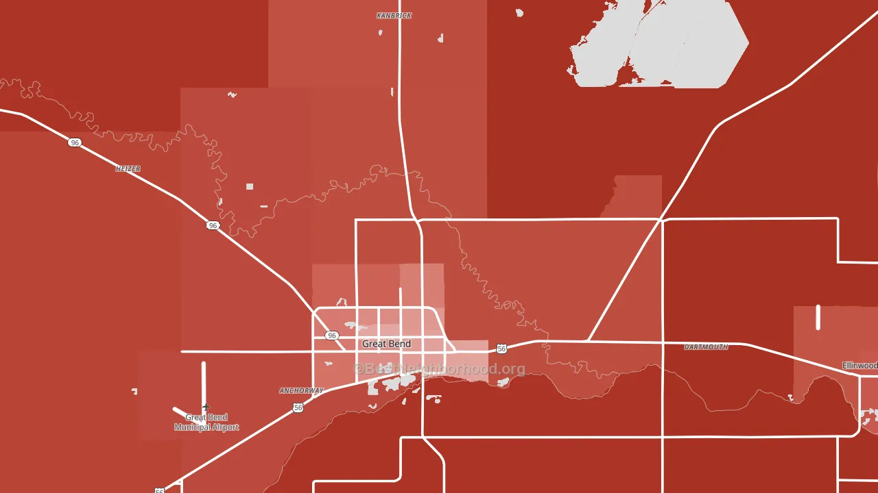 Barton County, KS block-group political-lean map