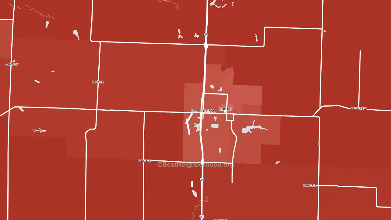 Barton County, MO block-group political-lean map
