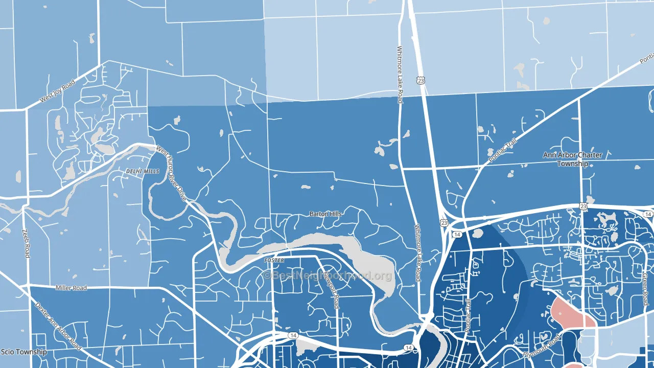 Barton Hills, MI block-group political-lean map