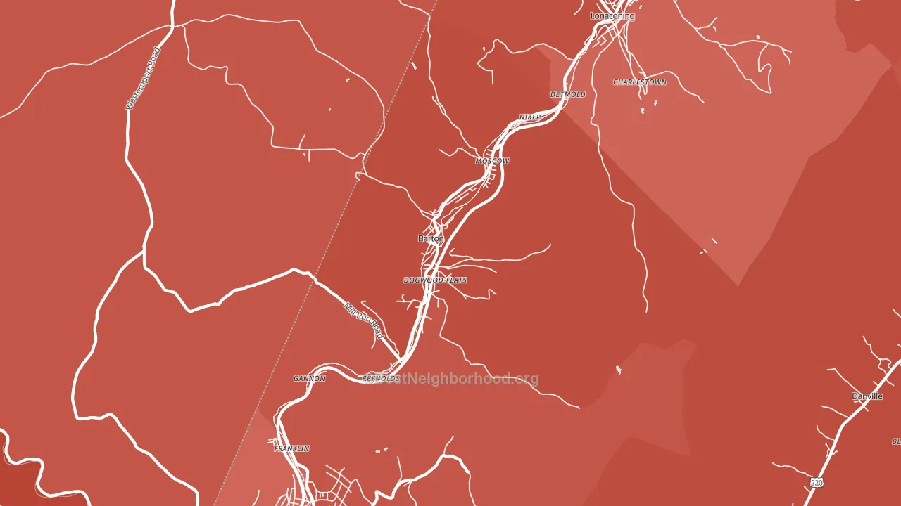 Barton, MD block-group political-lean map