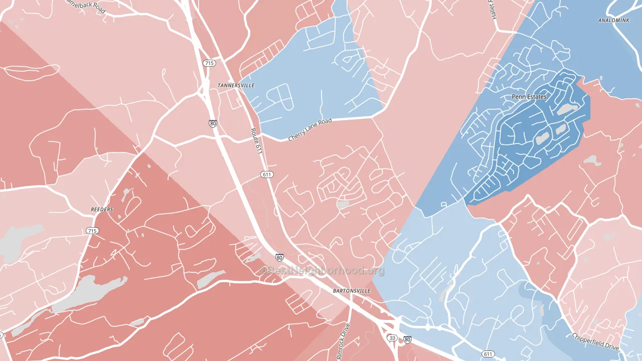 Bartonsville, PA block-group political-lean map