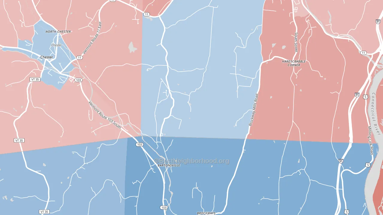 Bartonsville, VT block-group political-lean map