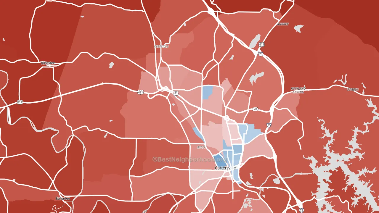 Bartow County, GA block-group political-lean map