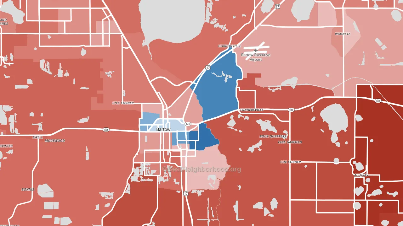 Bartow, FL block-group political-lean map