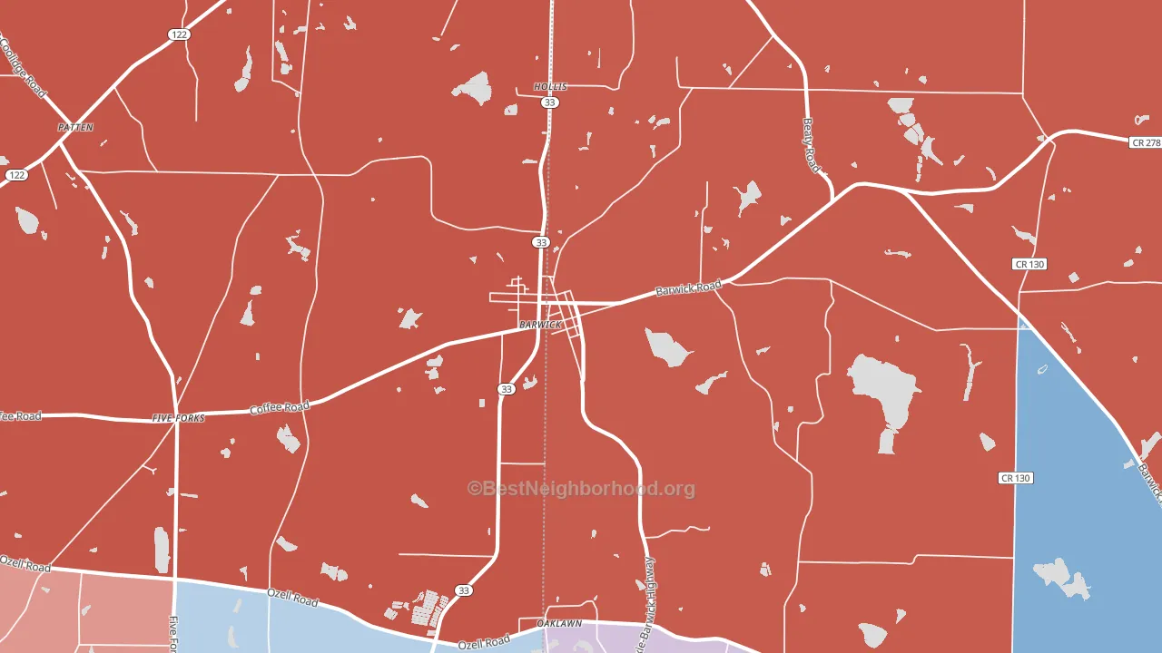 Barwick, GA block-group political-lean map