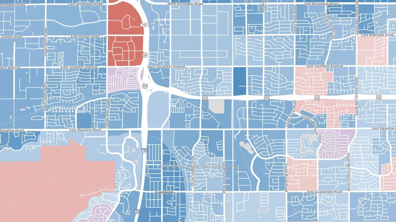 Baseline-Hardy, Tempe, AZ block-group political-lean map