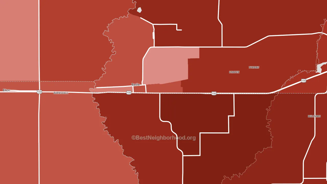 Basile, LA block-group political-lean map