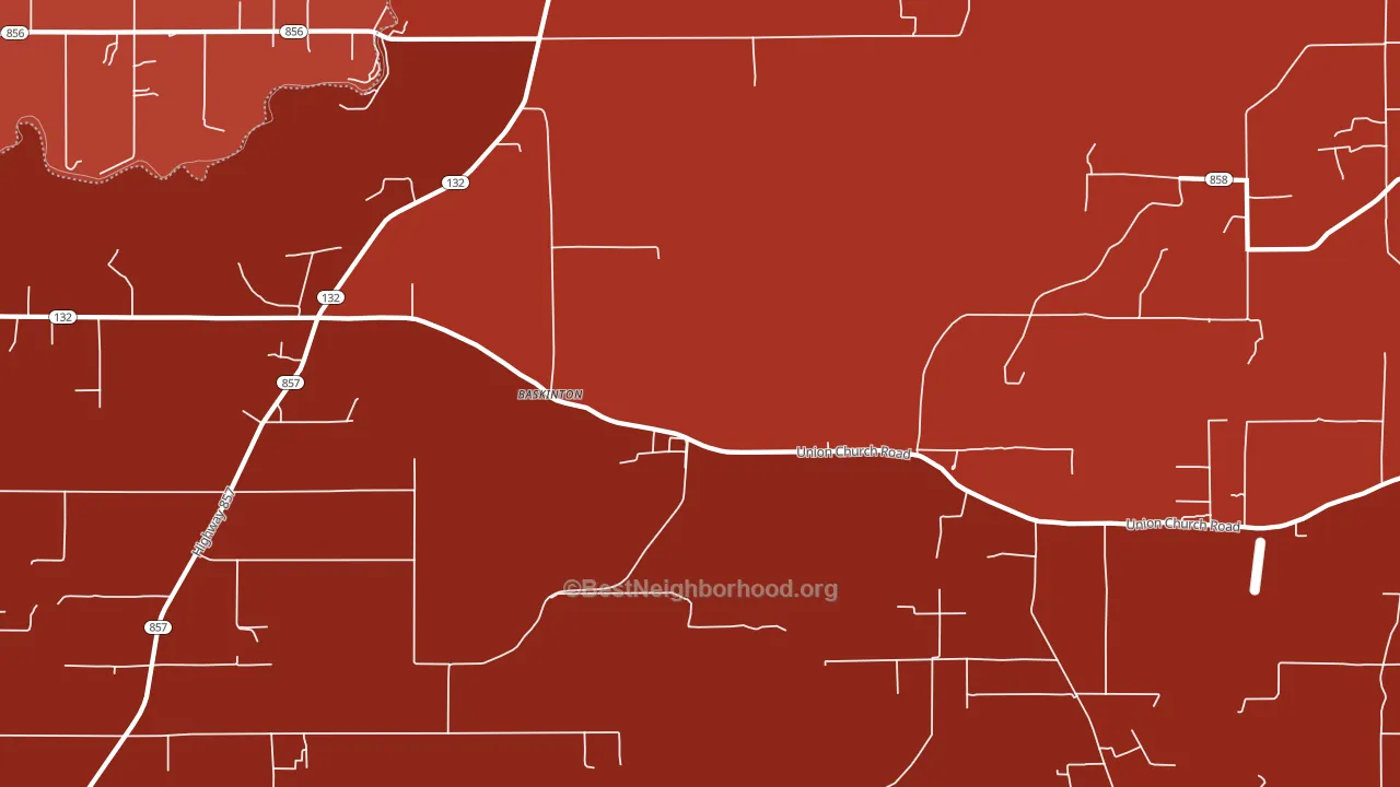 Baskinton, LA block-group political-lean map