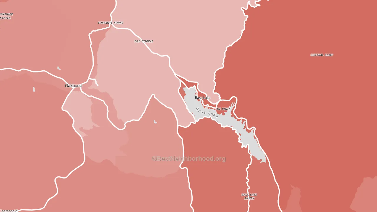Bass Lake, CA block-group political-lean map