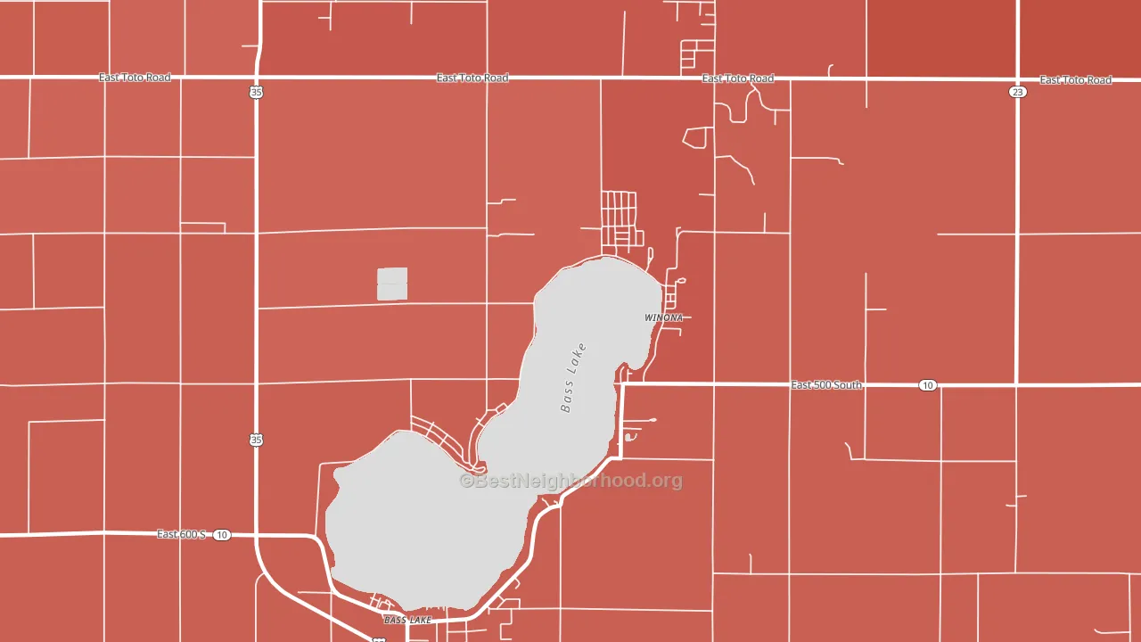 Bass Lake, IN block-group political-lean map