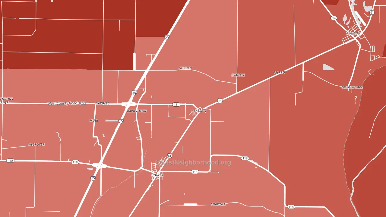 Bassett, AR block-group political-lean map