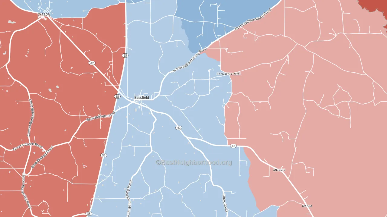 Bassfield, MS block-group political-lean map