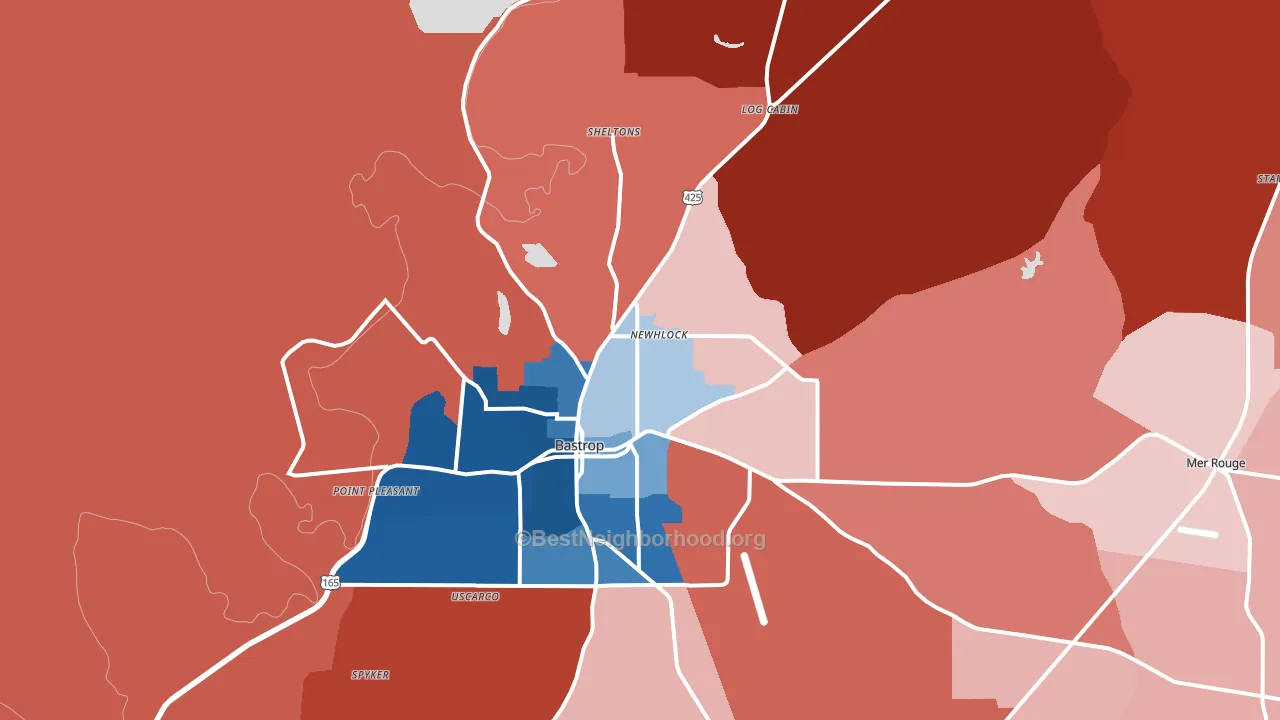 Bastrop, LA block-group political-lean map