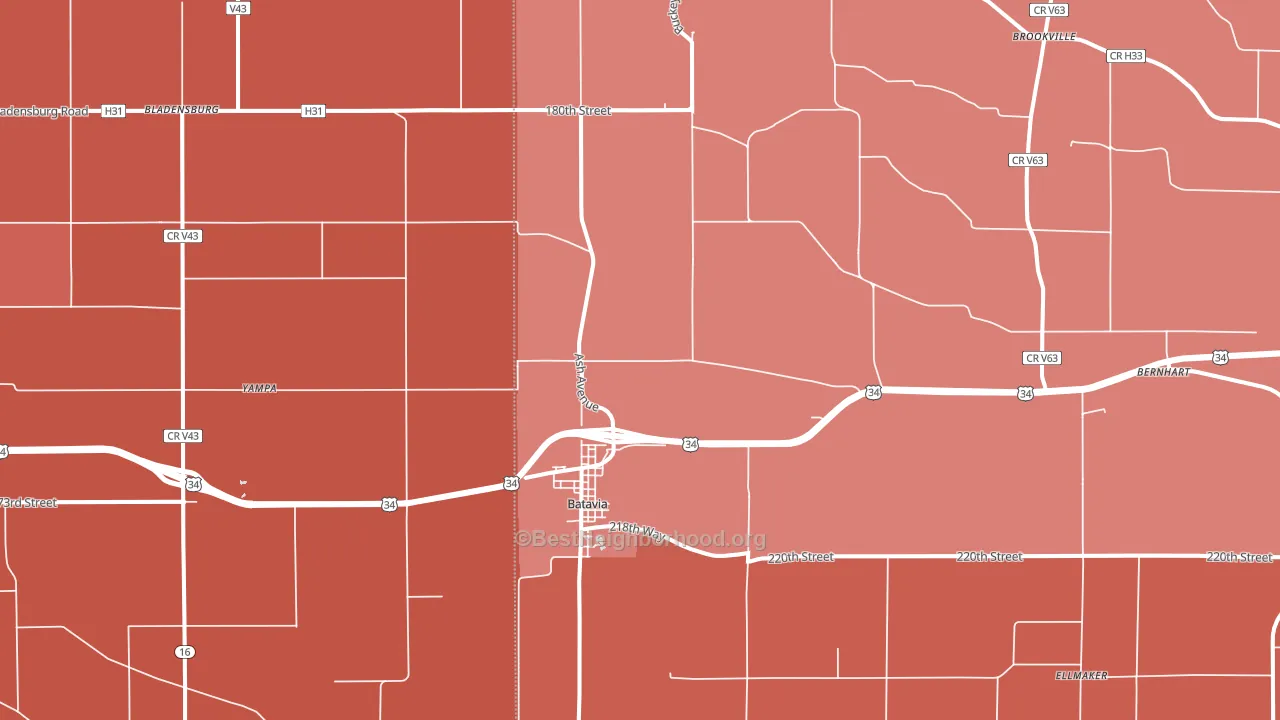 Batavia, IA block-group political-lean map