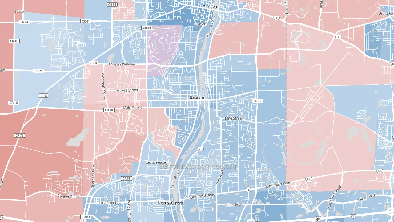 Batavia, IL block-group political-lean map