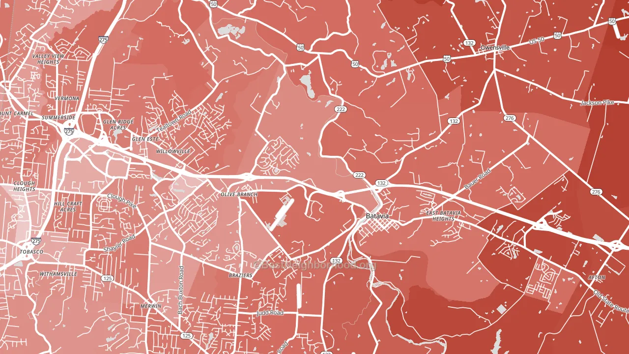 Batavia, OH block-group political-lean map
