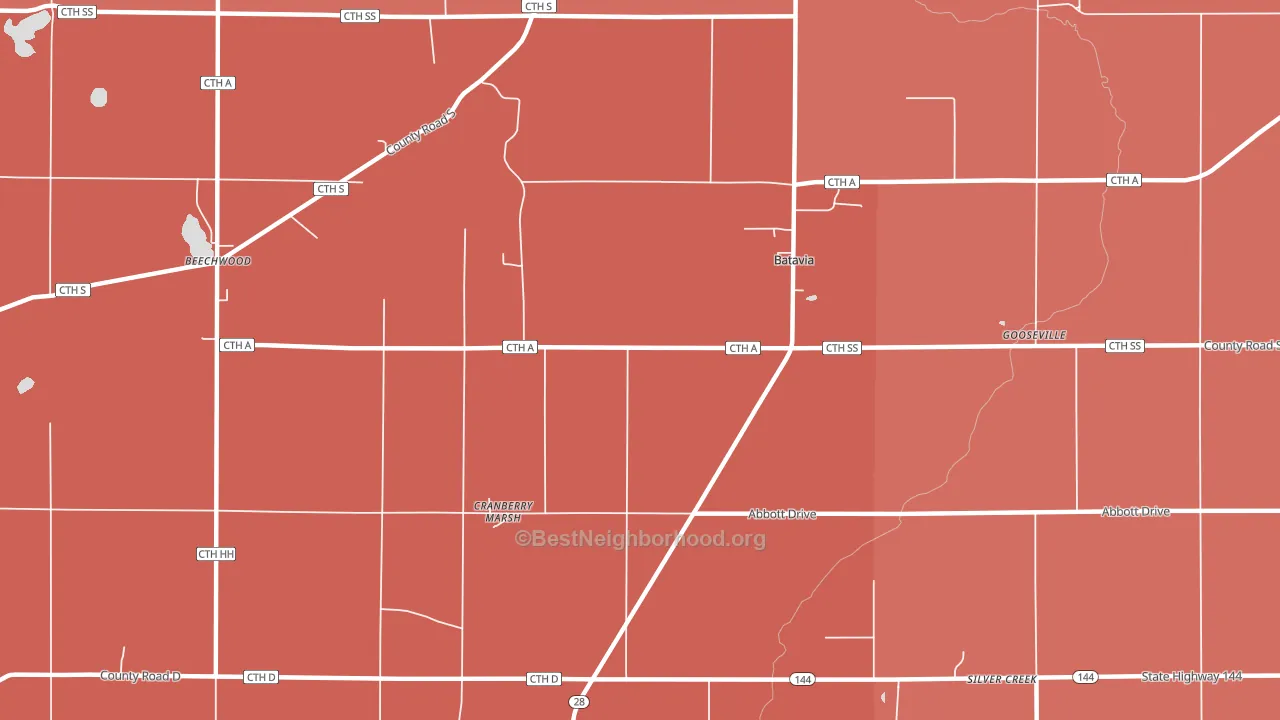 Batavia, WI block-group political-lean map