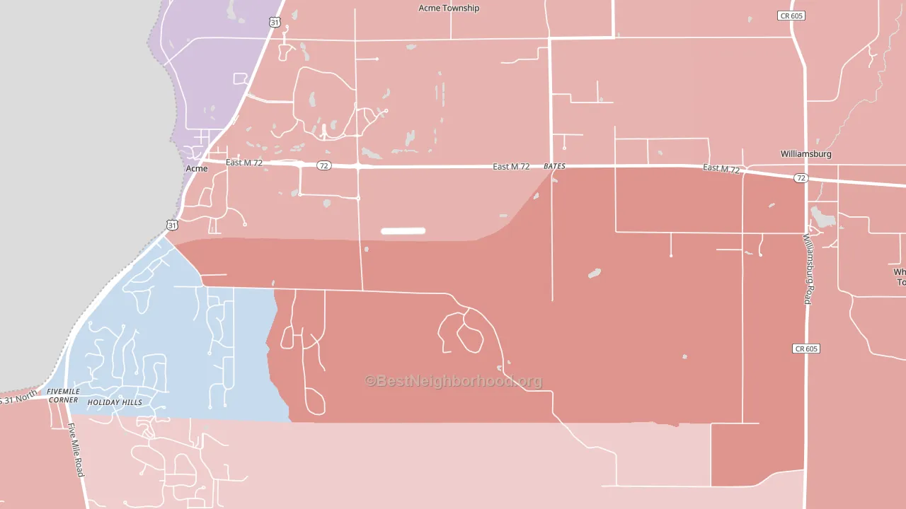 Bates, MI block-group political-lean map