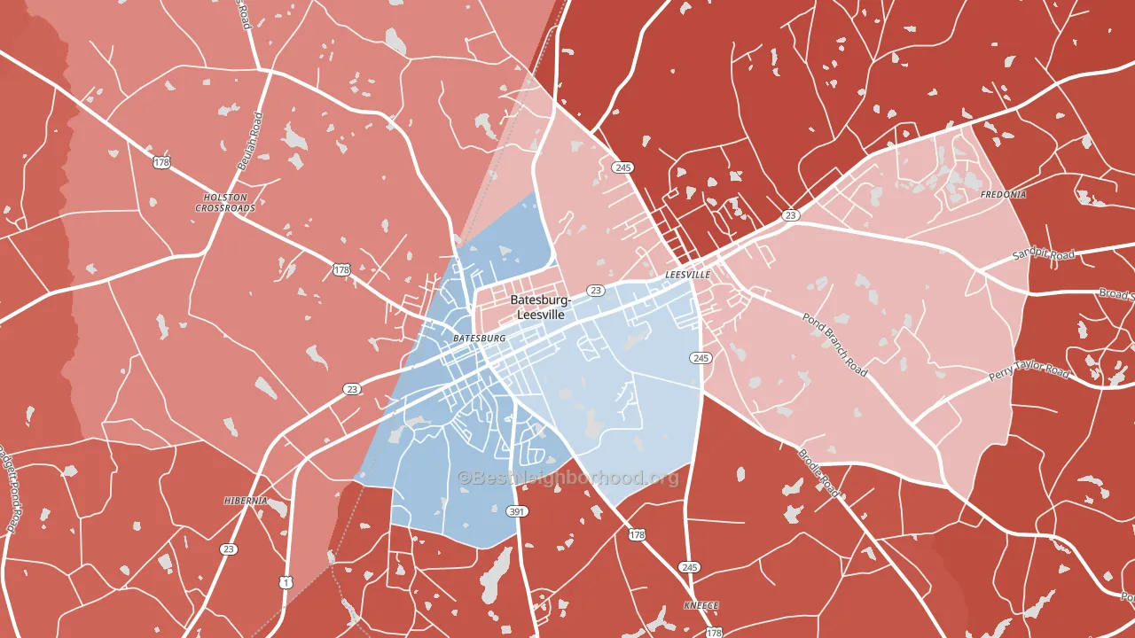 Batesburg-Leesville, SC block-group political-lean map